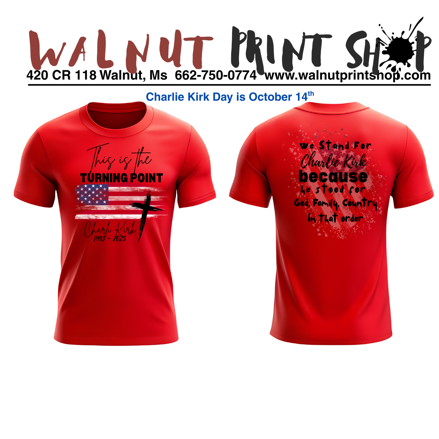 Charlie Kirk Day Tshirts Red