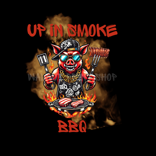 Up In Smoke BBQ Logo T-Shirt Simple Click to Order